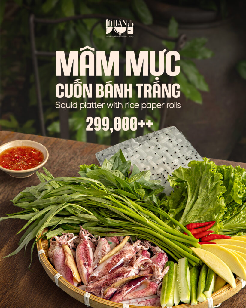 FRESH SQUID RICE PAPER PLATTER AT QUAN BUI